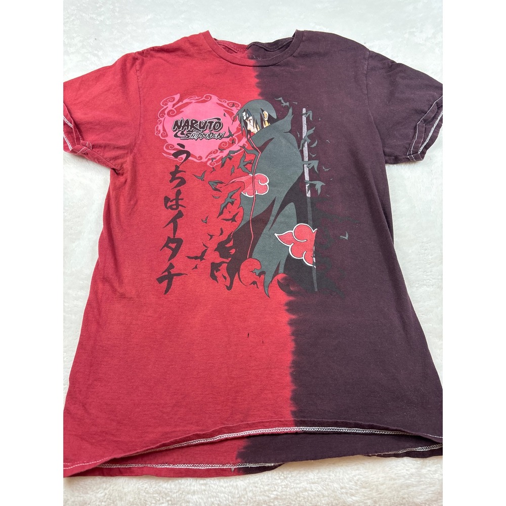 Naruto Shippuden Itachi Uchiha Graphic T-Shirt Red Purple Tie Dye XS Anime Tee